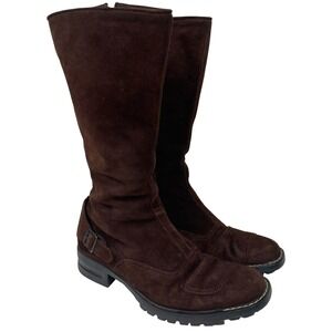 CORDANI Women's Brown Suede Knee High Boots Buckle Western Made in Italy 38/7.5